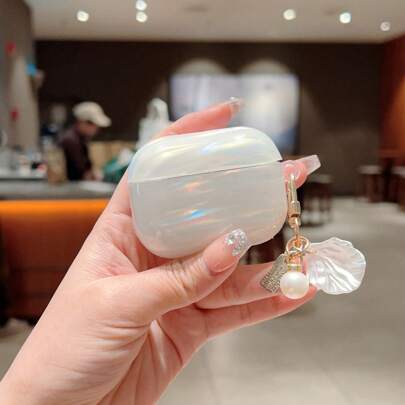 1个装白色炫彩贝壳图案保护套，珍珠钥匙扣，防震时尚保护套，适用于 1/2/3/4/Pro/Pro 2/Pro 3，青少年及年轻人的礼物，适合日常使用和特殊场合。