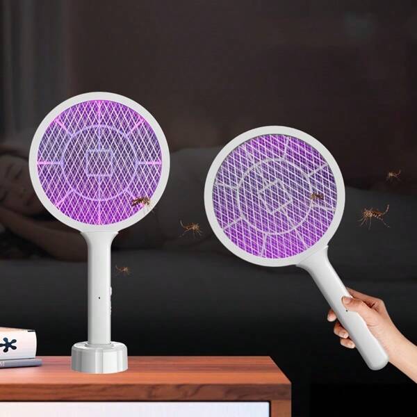 2-In-1 USB Rechargeable Electric Mosquito Swatter Racket & Lamp, Handheld And Stand Mode, LED Night Light, Dual-Mode Mosquito Killer, Suitable For Home & Office Indoor Use