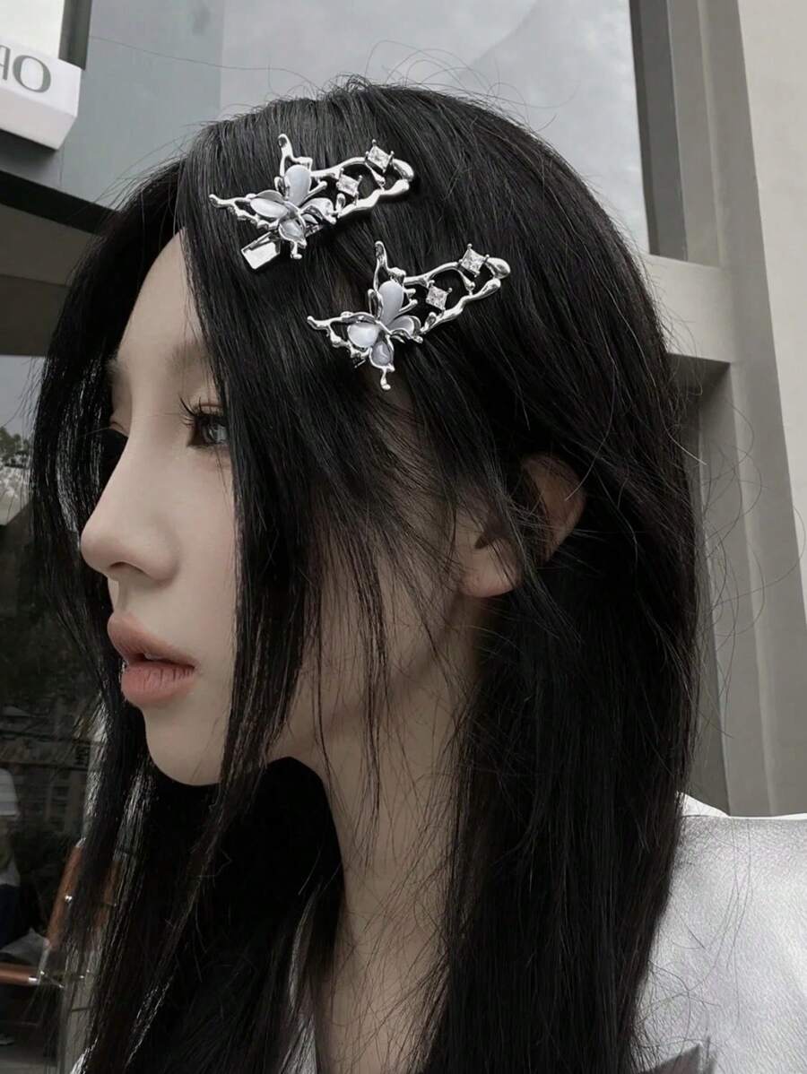 1pc Y2K Style Zinc Alloy Butterfly Alligator Clip, Suitable For Casual And Party Wear, Ins Style Hair Clips Claw Clips Hair Claws Hair Slide Hair Barrettes, School Stuff, College