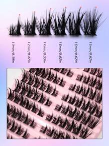 Asiteo 120片D型卷翘蓬松单根假睫毛，猫眼簇状设计，分段式，适合DIY化妆，新手友好，可重复使用