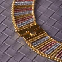 Conjunto de 4 piezas hecho a mano con tubo de cobre tricolor italiano, combinación con collar de doble de cuentas, pulsera, aretes y anillo abierto, adecuado para uso en fiestas de damas, regalo para Ramadán