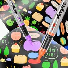 直液体丙烯酸马克笔软头不透明水彩铅笔防水 DIY 涂鸦彩色绘画笔