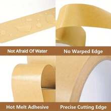 2 卷牛皮纸胶带，长度为 20 米/卷，带纸质背衬表面的密封胶带，高品质自粘胶带，用于遮蔽、密封和包装防水