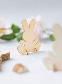 10 pièces Décoration de Pâques de lapin DIY, découpes de lapin 3D en bois brut debout pour ornement, artisanat pour la peinture DIY, décoration de table pour Pâques, cadeau d'anniversaire