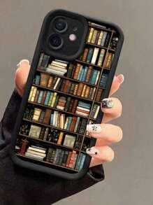 1pc Book Shelf Pattern Printed Phone Case, Fits All Apple Models, Best Gift For Friends, Family And Girlfriends