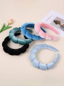 FURDANXINYI 1 chiếc băng đô cài tóc bằng nhung cao cấp, phụ kiện tóc mềm mại, bông xốp, băng đô trang điểm, phụ kiện tóc làm đẹp tại nhà. - Hồng - Xem 2