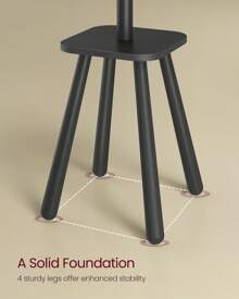 VASAGLE Coat Rack, Free Standing Coat Stand, Hall Coat Tree With 8 Hooks And Storage Shelf, 67.1 Inch Tall, For Coats, Hats, Bags, For Entryway, Hallway, Bedroom - Black - View 3