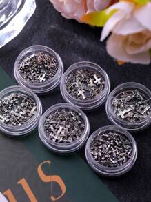 网红新款日系美甲饰品朋克风复古金属暗黑金属美甲饰品指甲装饰材料DIY合金配件 - 銀色 - 查看 4