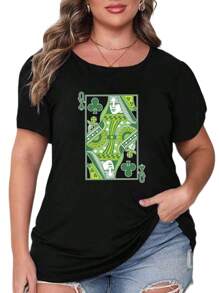 1 pieza de camiseta de estilo oversize para mujer, camiseta de la Reina de los Tréboles para el Día de San Patricio, camiseta verde de St. Pats de , camiseta gráfica retro boho vintage, camiseta divertida verde para pub crawl, camiseta oversize para mujer, perfecta para fiestas navideñas o para regalar, suave y cómoda, 180g de algodón 100%. - Negro - Ver 3