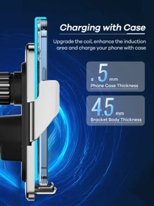 REMAX 15W 车载无线快速充电器；自动夹紧；360° 自由旋转；牢固防震；中控台手机支架；通用导航支架；兼容 iPhone/Android；汽车配件；汽车用品 - 黑色 - 查看 8