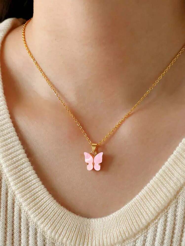 Cute Butterfly Pendant Necklace Ladies Jewelry Gifts Delicate Items With Message Card - one-size - View 3