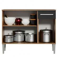 Gabinete Bajo Cocina Madesa Emilly 3 Puertas Color Marrón/negro - Negro - Ver 6