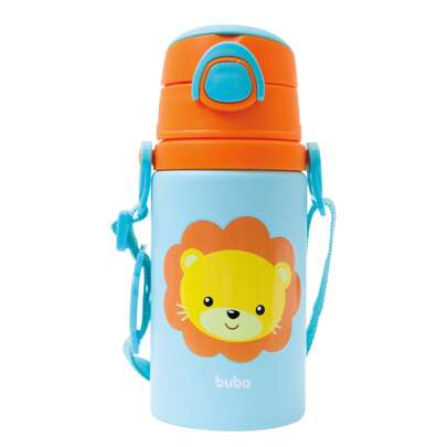  Garrafinha Infantil Bebê De Alumínio Canudo ou Pote Térmico 320ml Com Talher Buba Animal Fun 400ml Buba