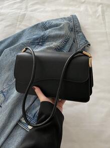 Sac à épaule asymétrique vintage simple et élégant de couleur unie