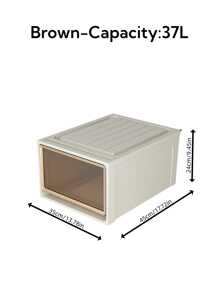 1pc 5/10/16/28/36/37/46/47L Large Capacity Drawer Storage Box, Closet Organizer/Bedroom Closet/Portable Closet, Plastic Transparent Storage Cabinet, Clothes And Underwear Large Capacity Storage Box, Stackable Storage Box High Hardness Storage Box - Brown - View 14