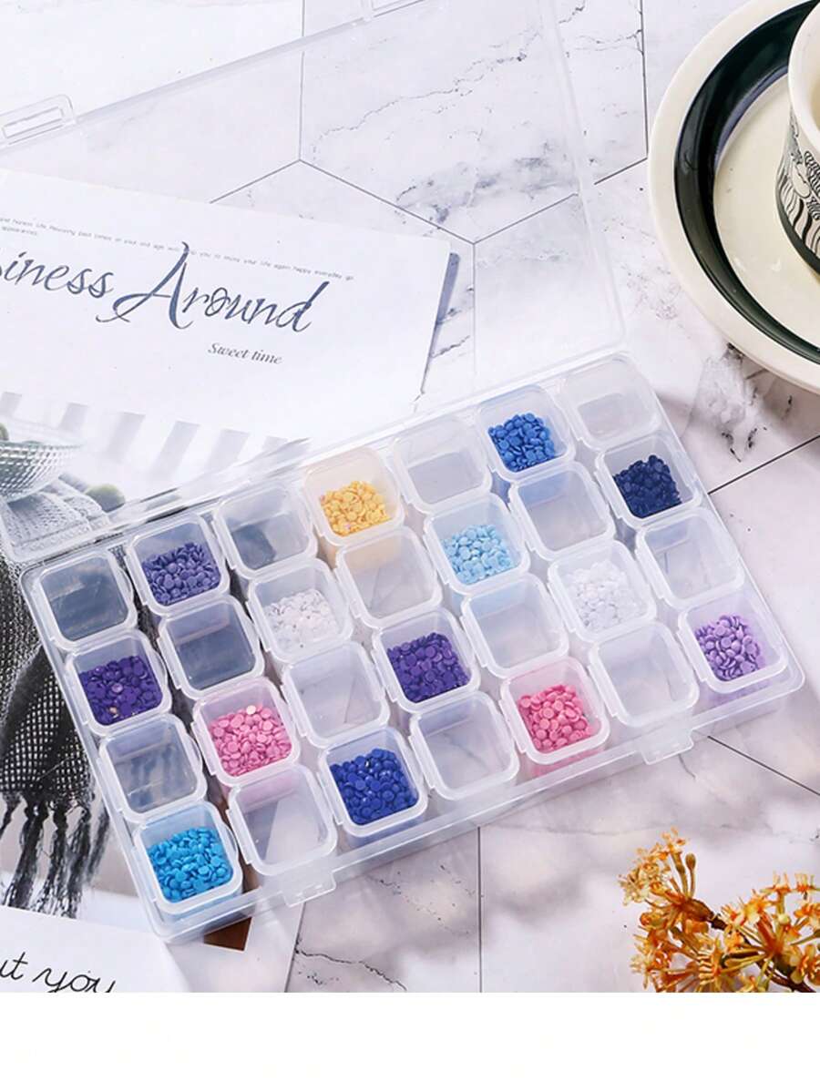 28-Slot Diamond Painting Kit Storage Box, Practical Multifunctional Organizer - White - View 1