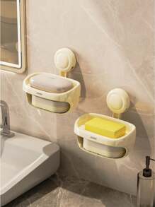 1 件双层壁挂式肥皂架，无需钻孔浴室肥皂盒，适用于浴室配件、肥皂盒、浴室存储和整理的储物收纳架 - 彩色 - 查看 11