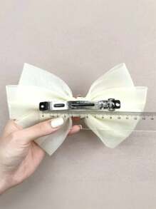 1 件女士高端缎面蝴蝶结珍珠发夹，时尚发髻夹发饰 - 彩色 - 查看 5