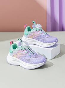 Annil Kinderschuhe für Jungen und Mädchen, Knopf Sneaker Laufschuhe, leichte Schuhe mit weicher Sohle, Frühling - Violett - Übersicht 5