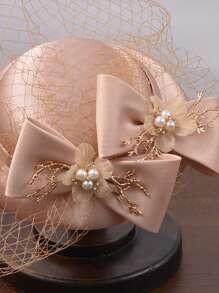 女士小头饰复古英国贵族风格晚礼服，黑色面纱婚礼发饰，上海风格头饰，正式帽子，伴娘帽，茶会帽，漂亮的帽子，黑色帽子，白色帽子，粉色帽子，优雅帽子 - 1140 - 查看 2