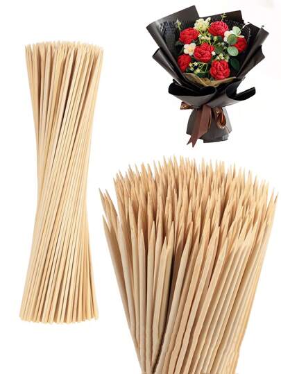 100/50/25 piezas Tallos de flores de madera, tallos de flores artificiales de alambre de hierro para manualidades de ramos florales DIY, varillas de soporte para ramos de flores artificiales, flores de alambre de hierro y arreglos florales para el jardín (30/25/20/15 cm)
