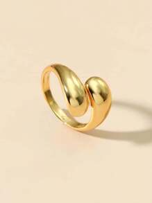 Teardrop Ring Minimalist Open Adjustable Rings, Unique INS Style For Women - Gold - View 2