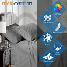 Juego de Sábanas Matrimoniales Tacto Seda - Brote Verde - Ver 4