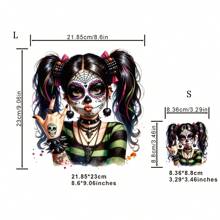 1/2/4 件哥特骷髅风格双马尾装饰贴片，个性化设计，可水洗热转印，适用于女士/男士 T 恤、背包、贴纸、装饰品、复古邮票、标签、徽章、徽标、复古帽子
