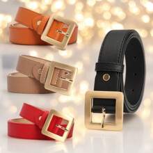 1 件百搭简约时尚方形扣女士皮带，韩版