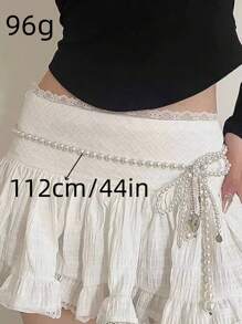 1 Peça Corrente Decorativa para Calça em Formato de Coração Falso Pérola Estilosa de Camada Única, Verão, Escola, Outono, Halloween