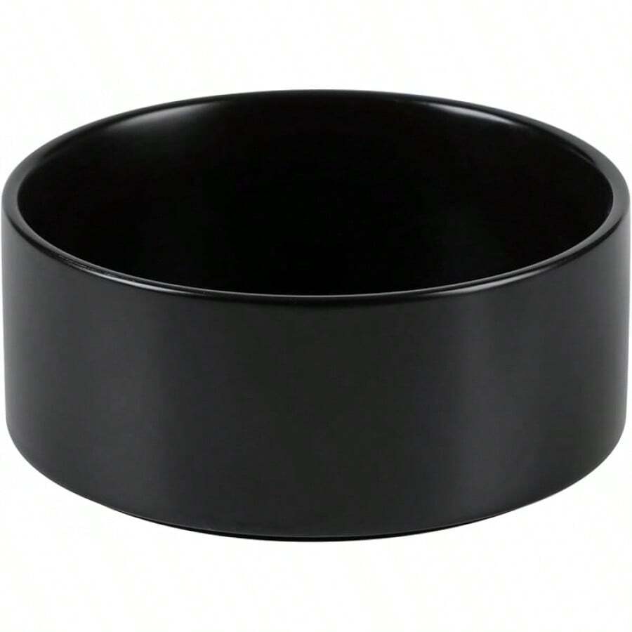 Comedero y bebedero cerámicos antideslizantes para perros grandes, con diseño de "Amante de los perros y mamá de perros", protege la columna cervical (tazón individual de 8 pulgadas, negro) - Negro - Ver 1