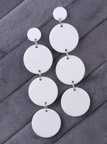 1 par de pendientes largos y llamativos de color bloque neón vintage circulares para mujeres