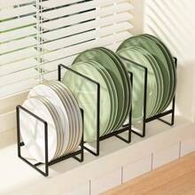 1pc/2pcs Stainless Steel Drawer-Style Dish Rack, Vertical Plate Holder For Kitchen Cabinet, Countertop And Pantry Storage, Rust-Proof Draining Rack - Multicolor - View 1