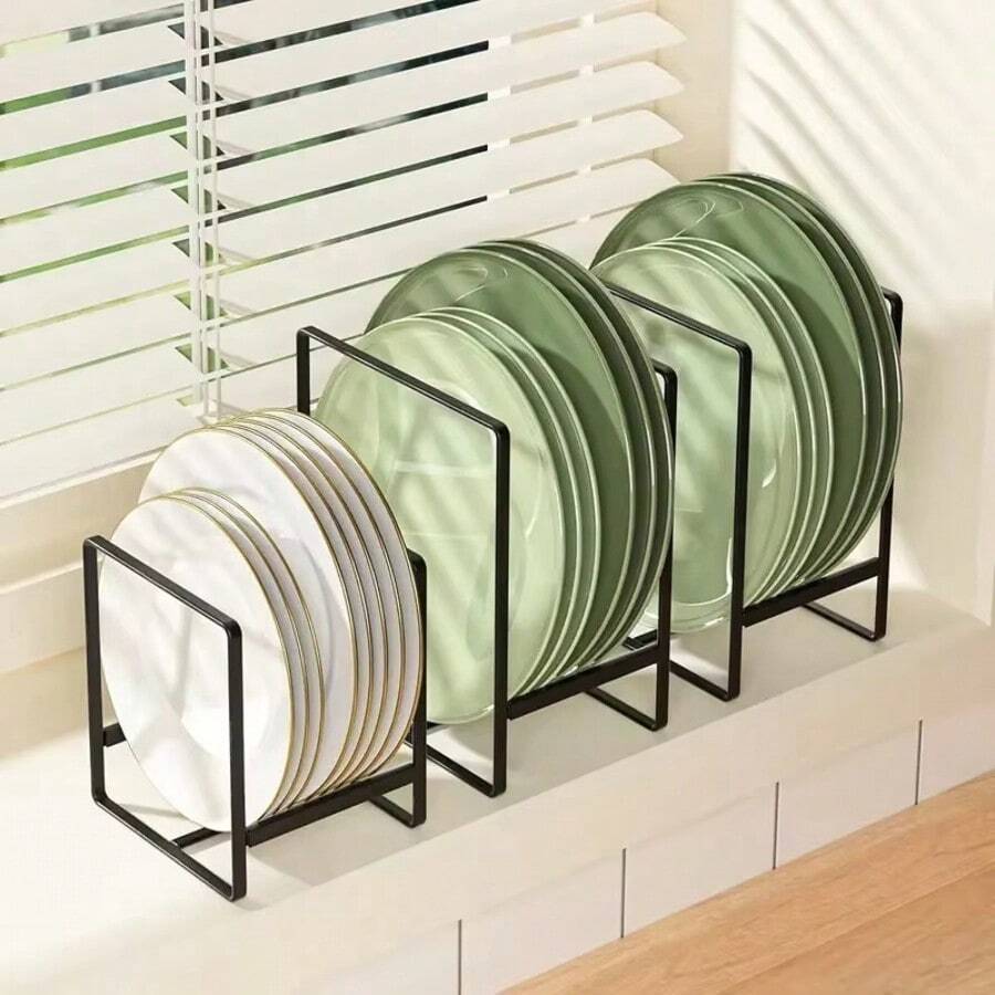 1pc/2pcs Stainless Steel Drawer-Style Dish Rack, Vertical Plate Holder For Kitchen Cabinet, Countertop And Pantry Storage, Rust-Proof Draining Rack - Multicolor - View 1