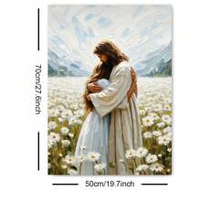 1pc Framed/Unframed Jesus Hugging Girl Canvas Poster Print Bible Christian Art Aesthetic Painting Minimalist Wall Art Picture For Dorm,Apartment,Bedroom,Living Room,Modern Home Decoration