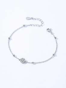 1pc 925 Sterling Silver Elegant Flower Adjustable Chain Bracelet For Woman Girl Brand Jewelry Party Gift - Silver - View 4