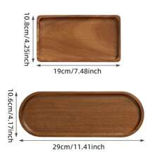 2pcs Elegant Wooden Serving Tray, Breakfast Tray, Wooden Tray, Acacia Wooden Tray, Multifunctional Snack Tray, Cake Tray, Bread Tray, Perfect For Coffee Table Desserts, Cakes& Snacks Ideal For Restaurants & Kitchens, Multi-Purpose, Bathroom Accessories, All Seasons