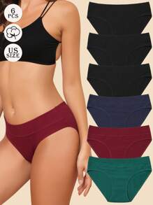 6-Pack Women's Striped Mid-Rise Comfort Briefs, Simple Style, Stretch  Breathable Panties - 彩色 - 查看 1