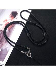 Correa para bolso de hombro desmontable de lujo con cuentas de cristal, correa cruzada de cadena de moda para bolso para mujeres, adornada con cristales para regalos de alta gama para madre, familia, amigos, cumpleaños, vacaciones, adorno para teléfono, cordón para teléfono