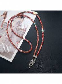 Correa para bolso de hombro desmontable de lujo con cuentas de cristal, correa cruzada de cadena de moda para bolso para mujeres, adornada con cristales para regalos de alta gama para madre, familia, amigos, cumpleaños, vacaciones, adorno para teléfono, cordón para teléfono