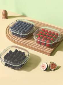 4 piezas de contenedores de almacenamiento de alimentos de plástico con tapas, contenedores de guardado para vegetales y frutas con asa y cesta coladora, contenedores transparentes reutilizables para frutas, verduras y productos secos - Almacenamiento multifuncional