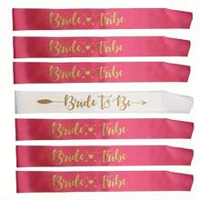 7/14pcs Bride To Be Gift Set, Polyester Bride Tribe Sashes With Heart Glasses, Bridal Shower & Wedding Party Supplies, Bridesmaid Appreciation Present - Multicolor - View 21