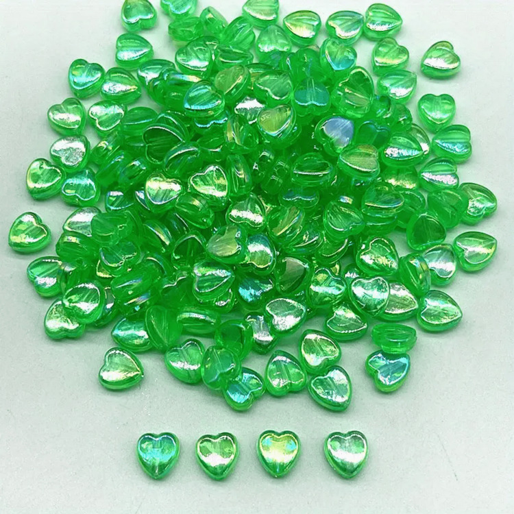 100pcs/Bag 9mm AB Color Heart Shape Acrylic Beads Transparent Colorful Heart Beads For Jewelry Making DIY Handmade Supplies - Multicolor - View 16