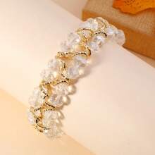 1 سوار يدوي مصنوع من خرز لامع وسلسلة من الألومنيوم، بتصميم متعدد الاستخدامات مناسب للنساء، للحفلات والأفراح والشاطئ والأعياد، هدية كلاسيكية وأنيقة