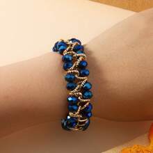 1 سوار يدوي مصنوع من خرز لامع وسلسلة من الألومنيوم، بتصميم متعدد الاستخدامات مناسب للنساء، للحفلات والأفراح والشاطئ والأعياد، هدية كلاسيكية وأنيقة