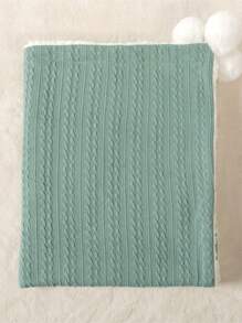 Customizable Name Embroidered Jacquard Knit Pom-Pom Baby Blanket, Infant Faux Sherpa Nap Mat, Baby Stroller Cover Blanket - Multicolor - View 17