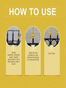 150g Peinture dorée résistante aux intempéries à base d'eau Peinture métallique résistante aux intempéries à base d'eau Peinture dorée décorative pour colonne romaine Peinture en feuille d'or d'extérieur Les modèles neufs et anciens seront expédiés au hasard