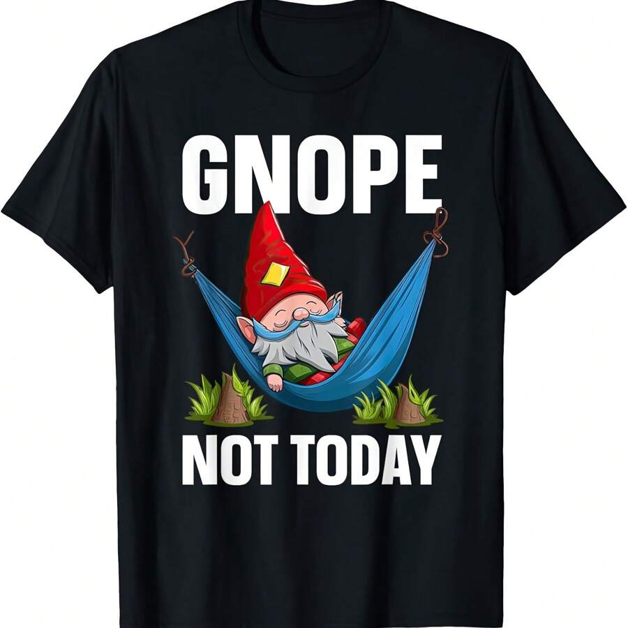 Camiseta de gnomo para dormir en la hamaca - Gnope Not Today, divertida y caprichosa camiseta de gnomo perezoso