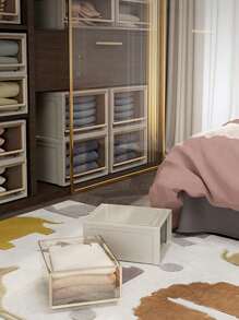 1pc 5/10/16/28/36/37/46/47L Large Capacity Drawer Storage Box, Closet Organizer/Bedroom Closet/Portable Closet, Plastic Transparent Storage Cabinet, Clothes And Underwear Large Capacity Storage Box, Stackable Storage Box High Hardness Storage Box - Brown - View 6