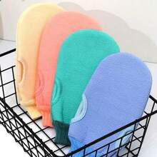 1 件男女通用纯色去角质沐浴手套，适用于家庭的实用沐浴刷，非常适合清洁和擦洗身体，适合家庭、旅行和酒店，是送给朋友和家人的绝佳圣诞礼物，家居浴室装饰秋季装饰返校 - 彩色 - 查看 3